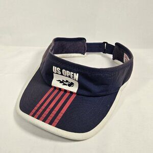 Wilson US Open Visor Hat Cap Strap Back Unisex Red Blue Stripes Adjustable VTG